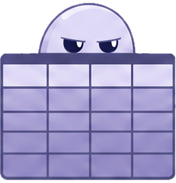 NULL, the ghost mascot, peeking over a data table