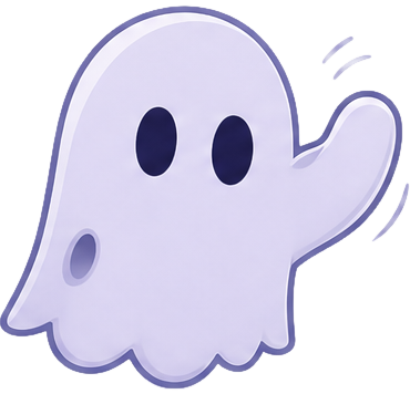 NULL, the ghost mascot, waving hello